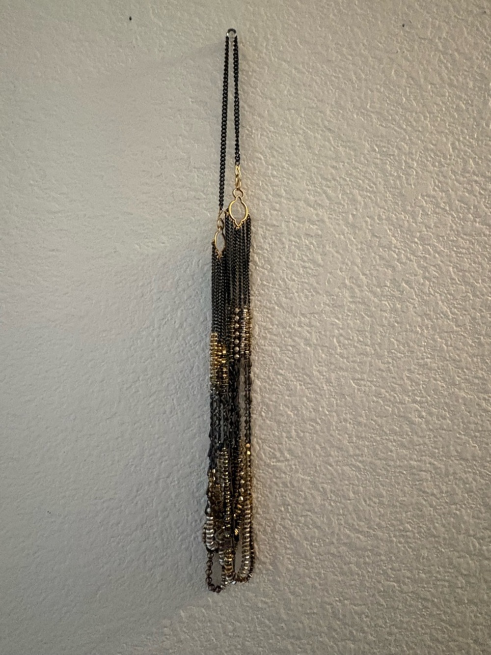 Stella & Dot Black and Gold Multi-Strand Tassel Necklace